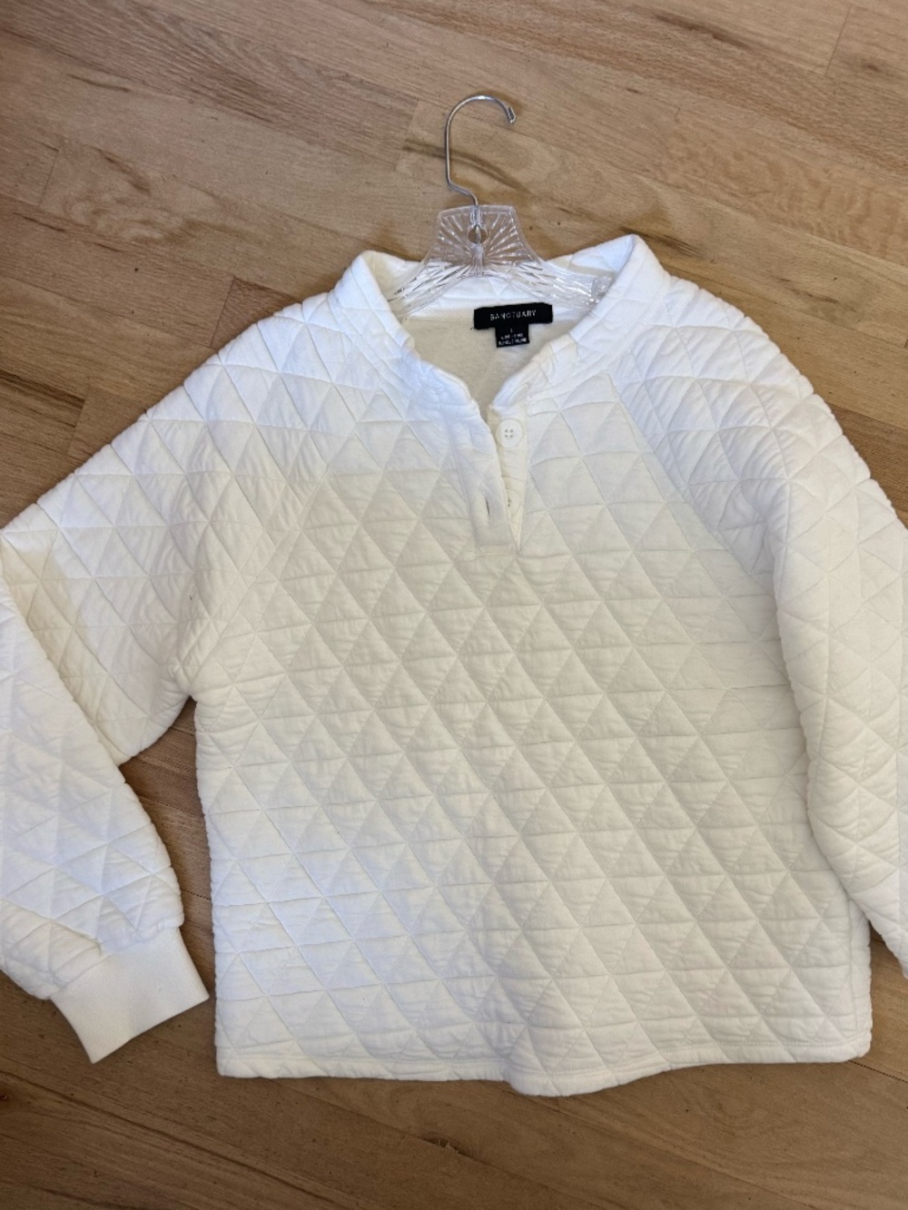 Sanctuary white quilted pullover henley